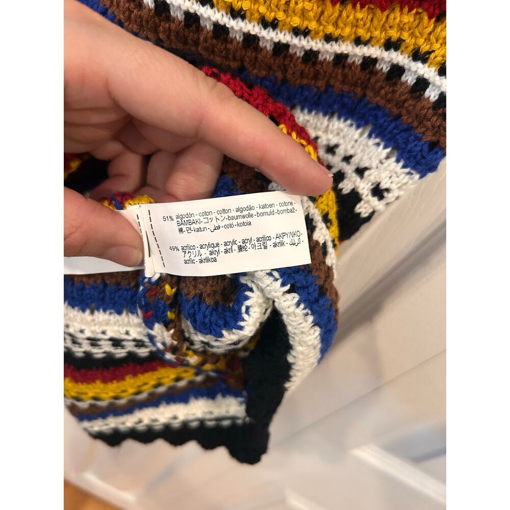 ZARA Striped Multicolored Crochet Mini Dress Size Small - Picture 7 of 7